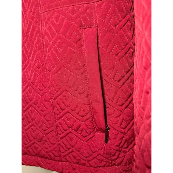 Gallery New York Dark Red Quilted Zipper Jacket Women's Medium Geometric Pattern - Picture 5 of 8